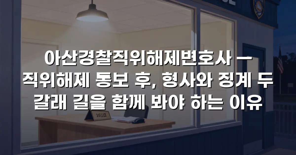 아산경찰직위해제변호사 — 직위해제 통보 후, 형사와 징계 두 갈래 길을 함께 봐야 하는 이유