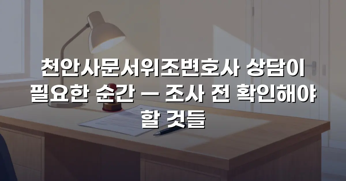 천안사문서위조변호사 상담이 필요한 순간 — 조사 전 확인해야 할 것들