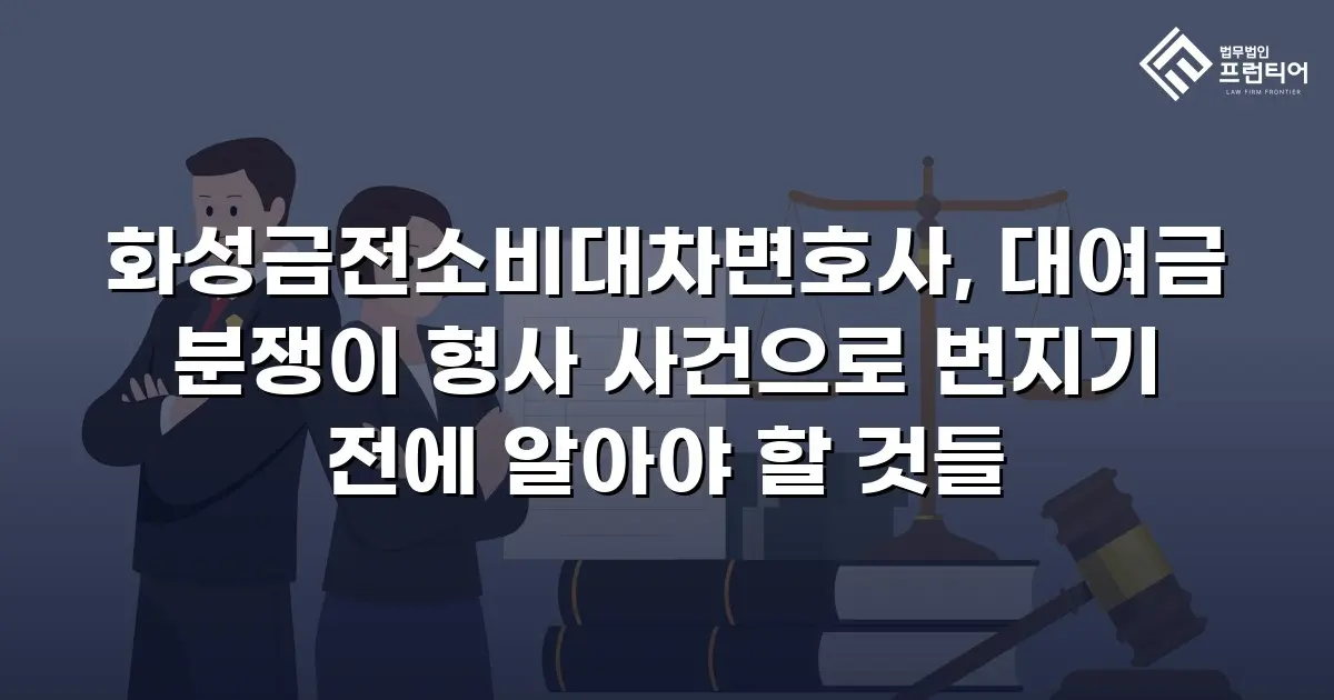 화성금전소비대차변호사, 대여금 분쟁이 형사 사건으로 번지기 전에 알아야 할 것들