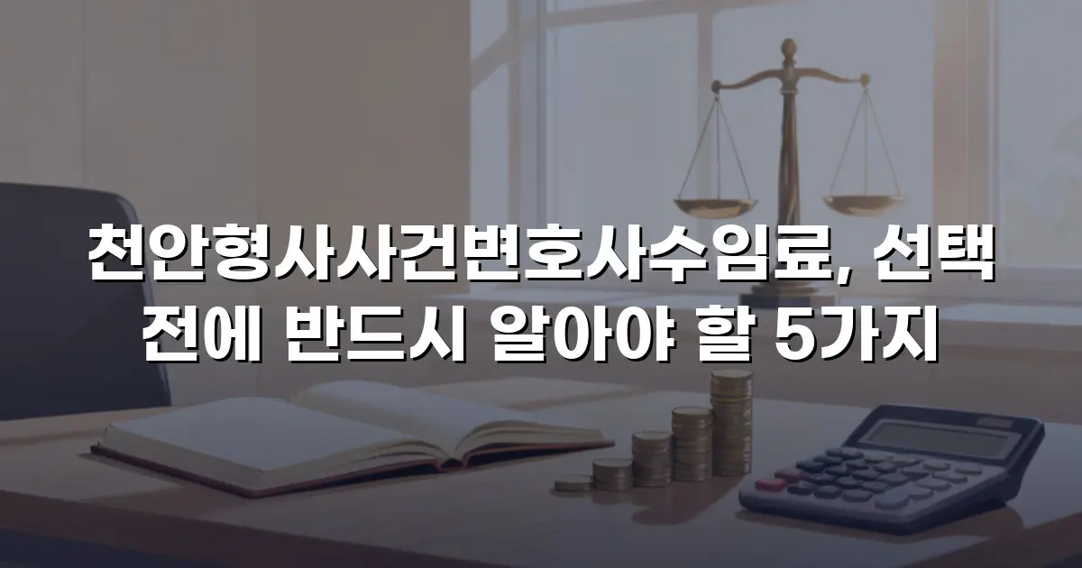 천안형사사건변호사수임료, 선택 전에 반드시 알아야 할 5가지