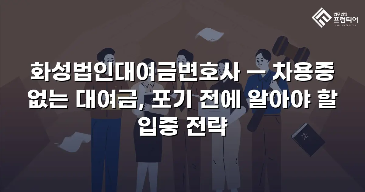 화성법인대여금변호사 — 차용증 없는 대여금, 포기 전에 알아야 할 입증 전략