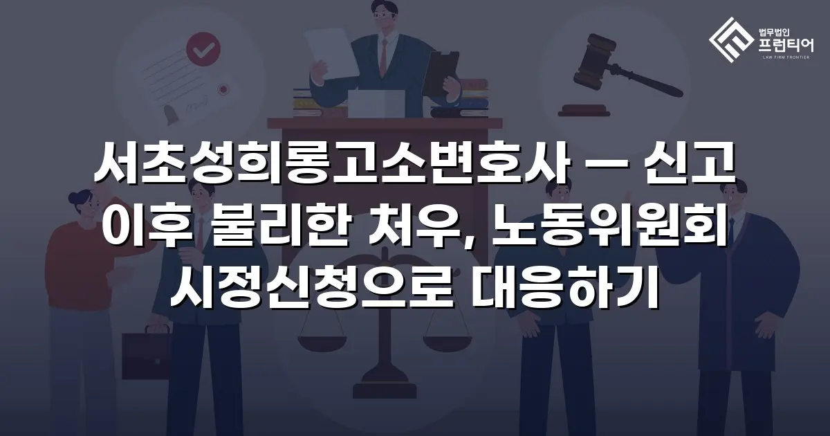 서초성희롱고소변호사 — 신고 이후 불리한 처우, 노동위원회 시정신청으로 대응하기