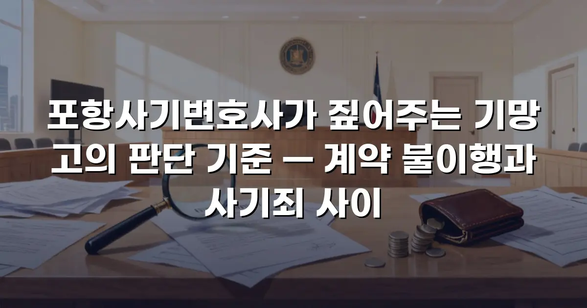 포항사기변호사가 짚어주는 기망 고의 판단 기준 — 계약 불이행과 사기죄 사이