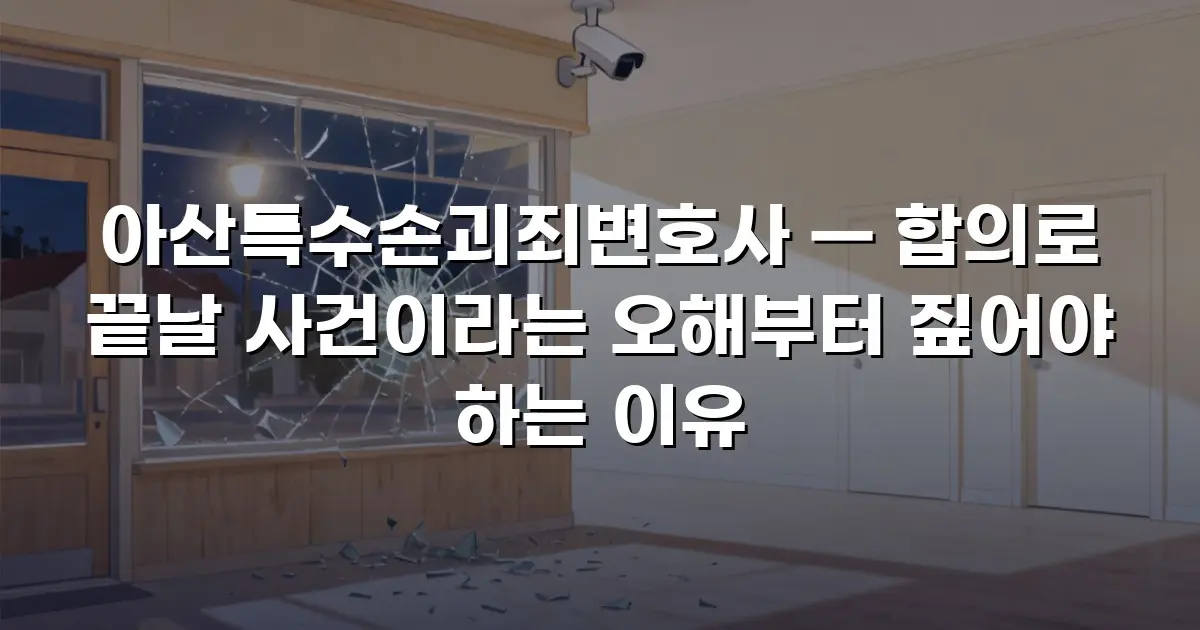 아산특수손괴죄변호사 — 합의로 끝날 사건이라는 오해부터 짚어야 하는 이유