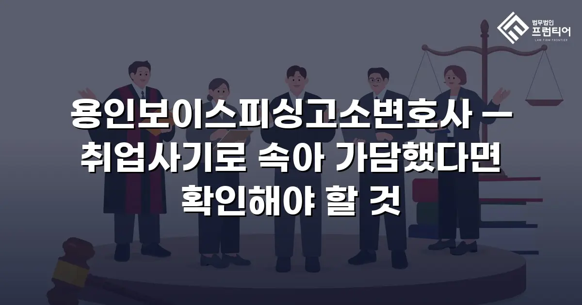 용인보이스피싱고소변호사 — 취업사기로 속아 가담했다면 확인해야 할 것