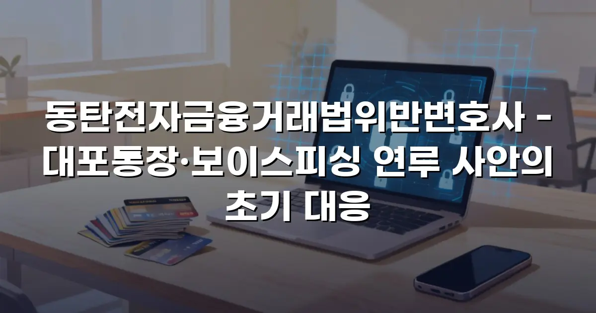 동탄전자금융거래법위반변호사 - 대포통장·보이스피싱 연루 사안의 초기 대응