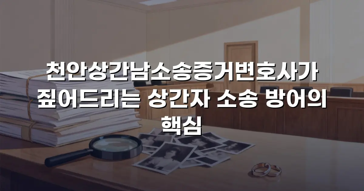 천안상간남소송증거변호사가 짚어드리는 상간자 소송 방어의 핵심