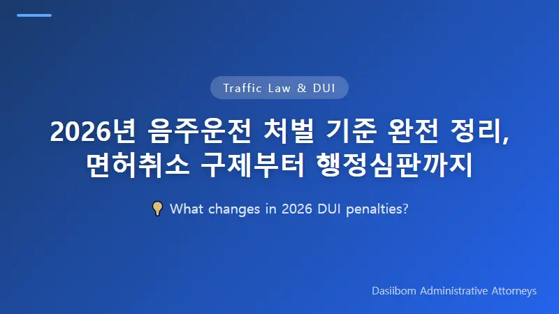 2026년 음주운전 처벌 기준 완전 정리, 면허취소 구제부터 행정심판까지