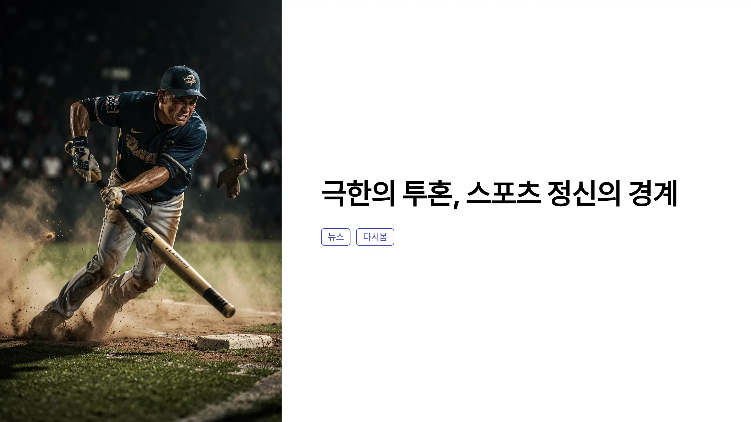 MLB 신인 선수 고환 파열 후 안타 기록, 스포츠 정신의 한계를 묻다