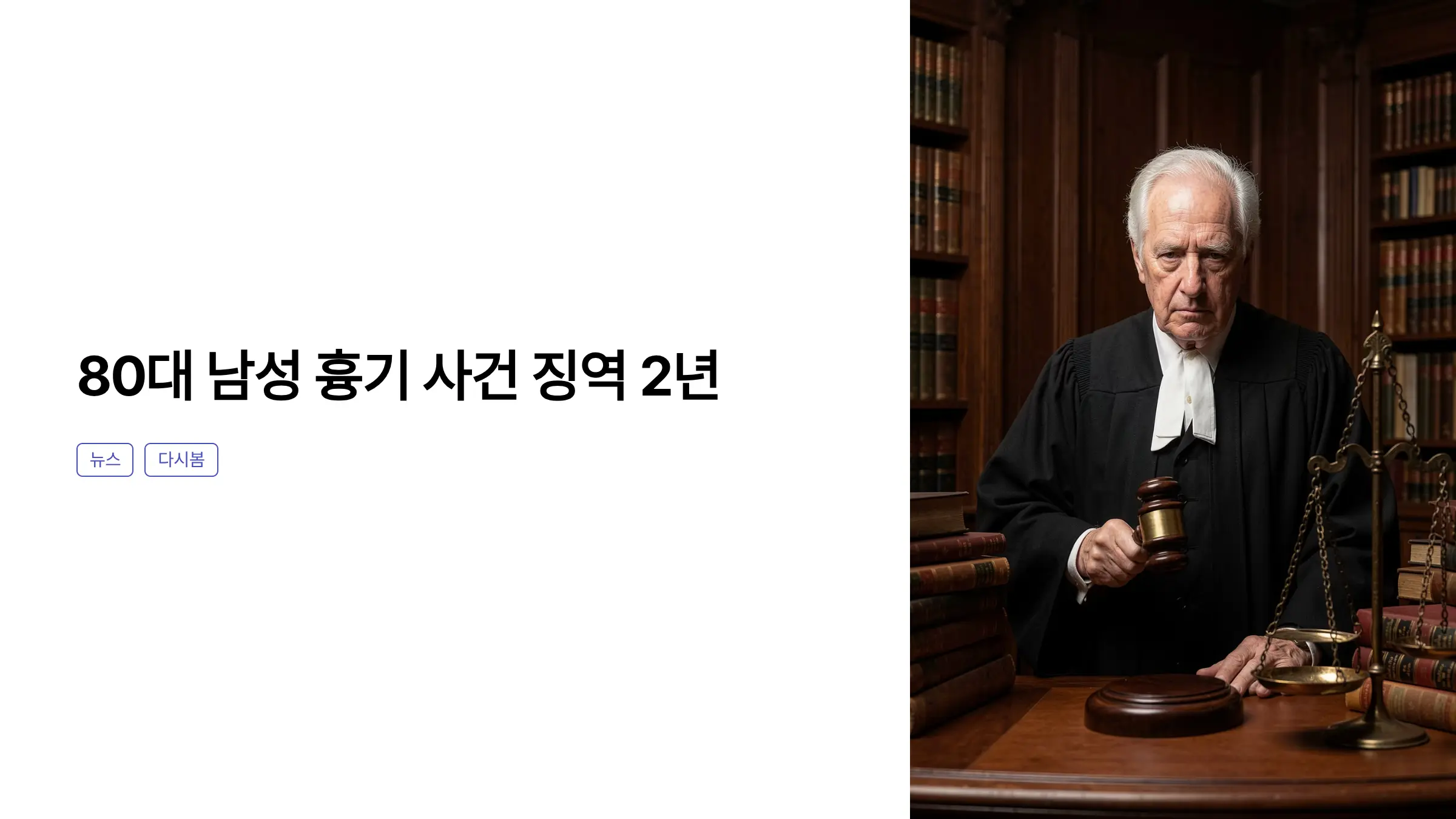 80대 남성 흉기 사건, '징역 2년' 판결 이유와 정당방위·과잉방위 기준