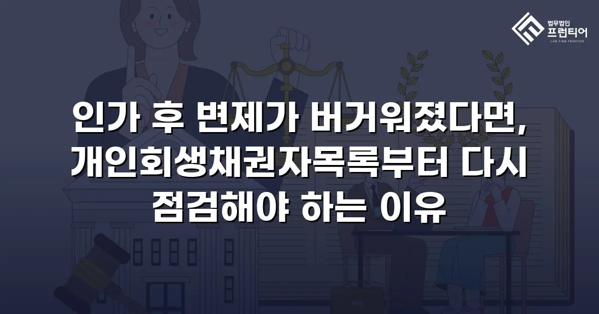 인가 후 변제가 버거워졌다면, 개인회생채권자목록부터 다시 점검해야 하는 이유