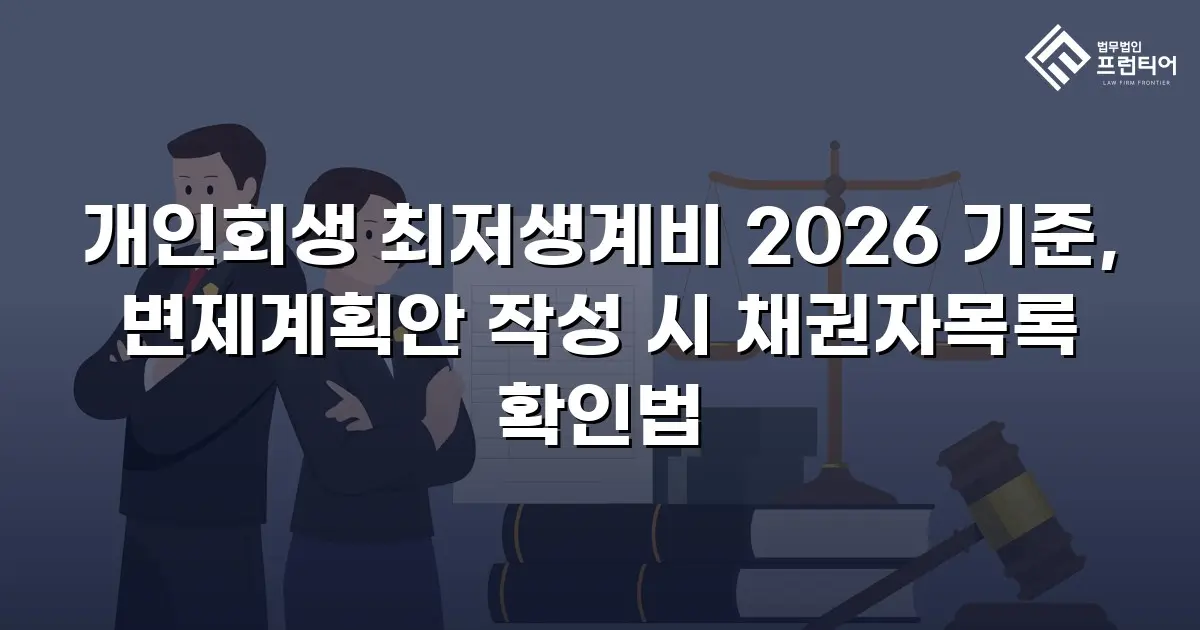 개인회생 최저생계비 2026 기준, 변제계획안 작성 시 채권자목록 확인법