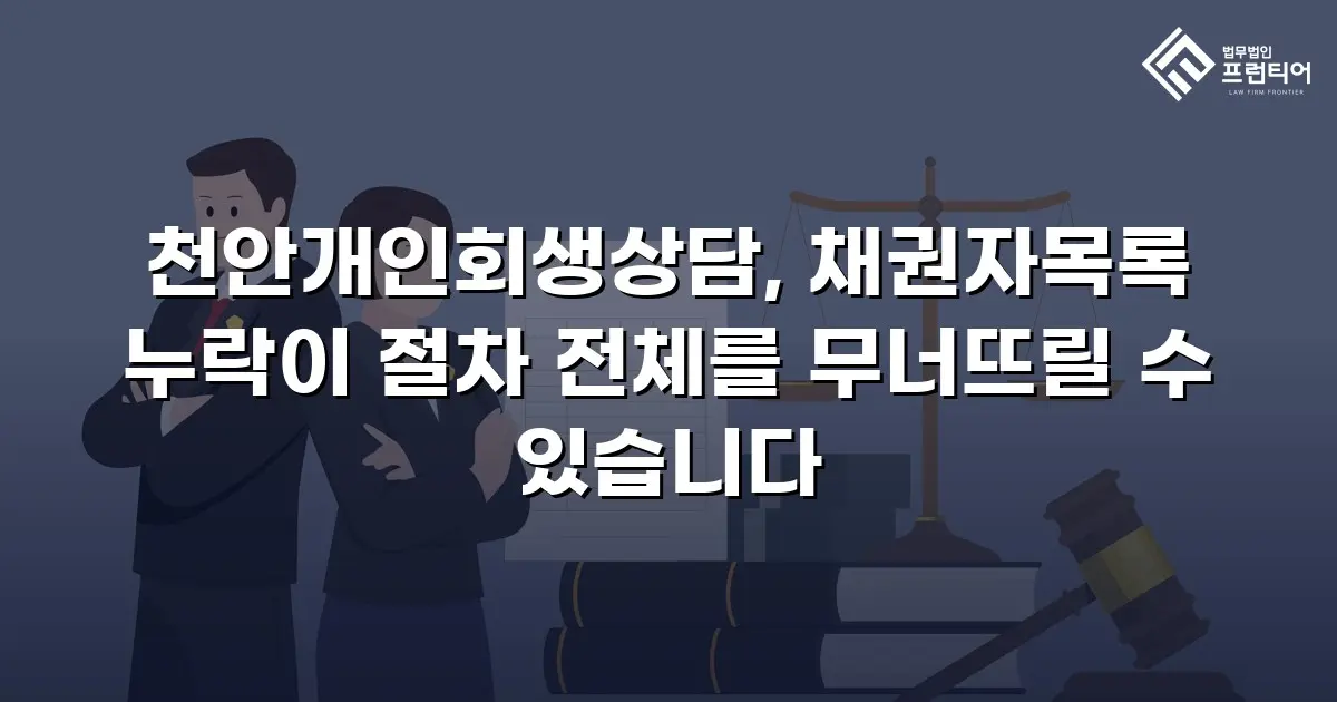 천안개인회생상담, 채권자목록 누락이 절차 전체를 무너뜨릴 수 있습니다