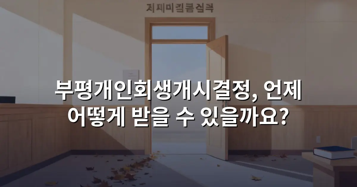 부평개인회생개시결정, 언제 어떻게 받을 수 있을까요?