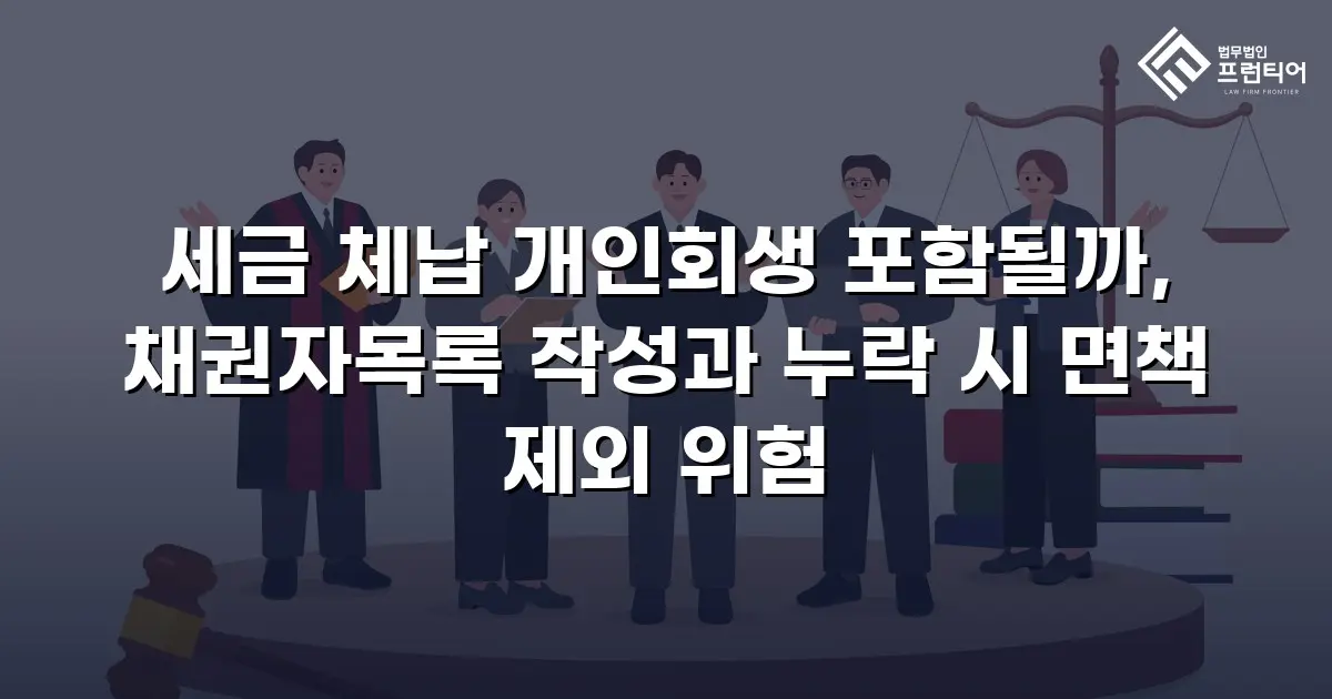 세금 체납 개인회생 포함될까, 채권자목록 작성과 누락 시 면책 제외 위험