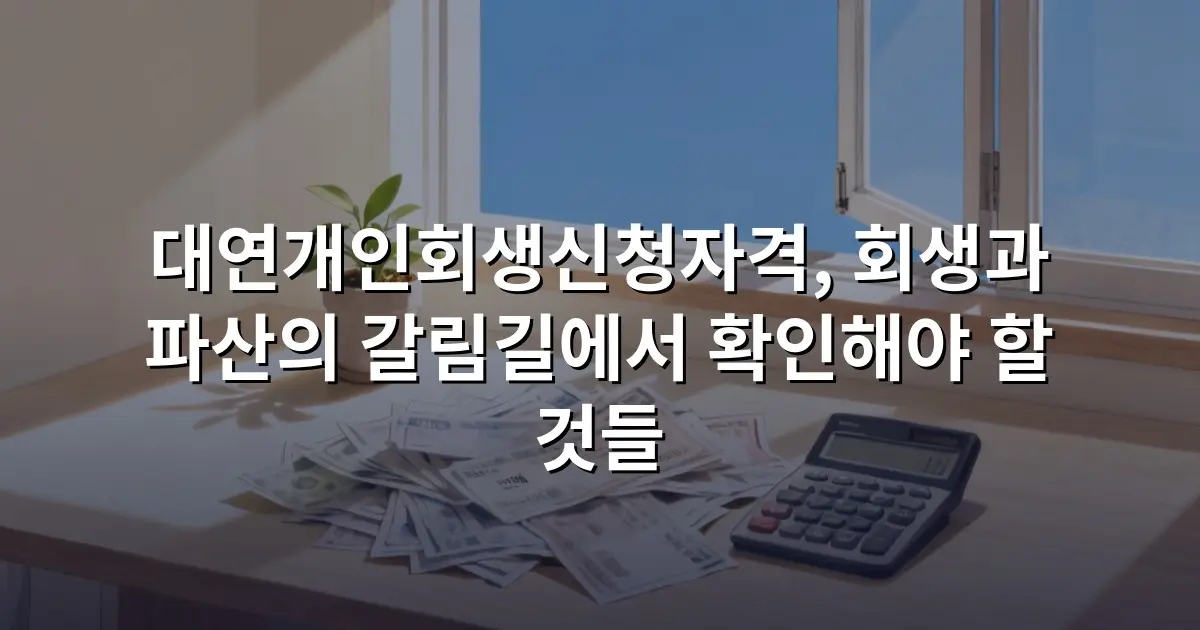 대연개인회생신청자격, 회생과 파산의 갈림길에서 확인해야 할 것들