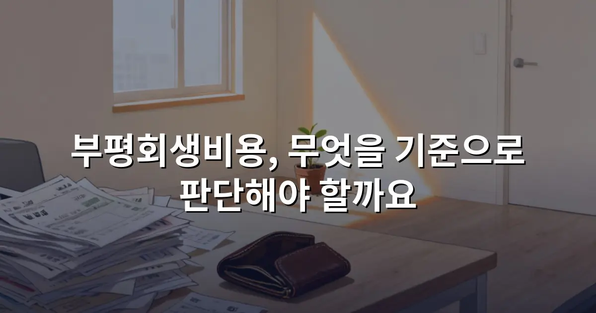 부평회생비용, 무엇을 기준으로 판단해야 할까요