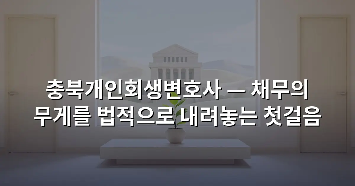 충북개인회생변호사 — 채무의 무게를 법적으로 내려놓는 첫걸음