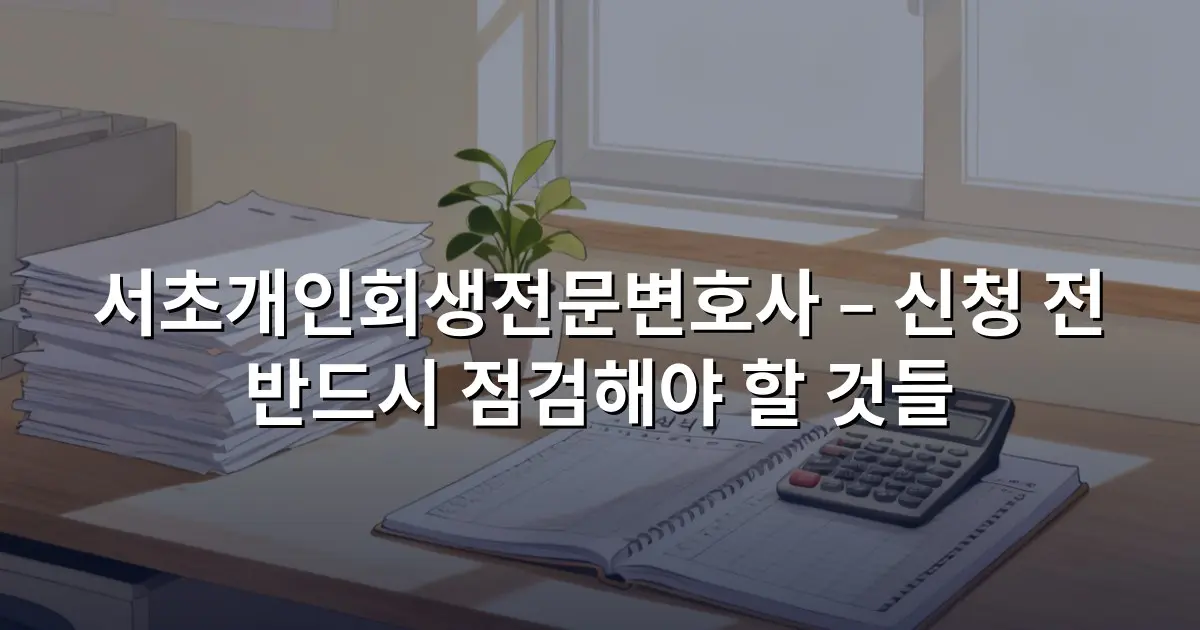 서초개인회생전문변호사 – 신청 전 반드시 점검해야 할 것들