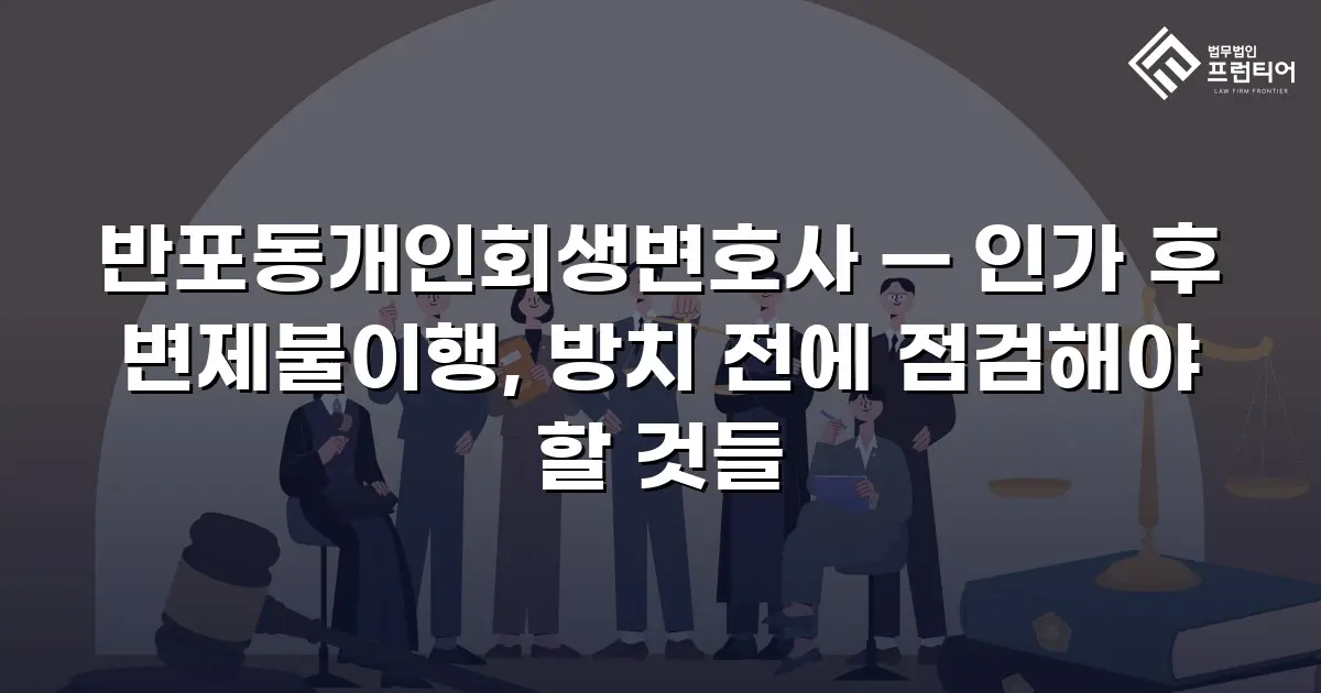 반포동개인회생변호사 — 인가 후 변제불이행, 방치 전에 점검해야 할 것들