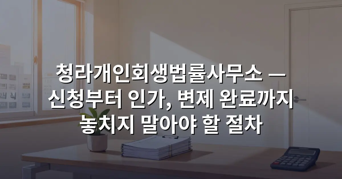 청라개인회생법률사무소 — 신청부터 인가, 변제 완료까지 놓치지 말아야 할 절차