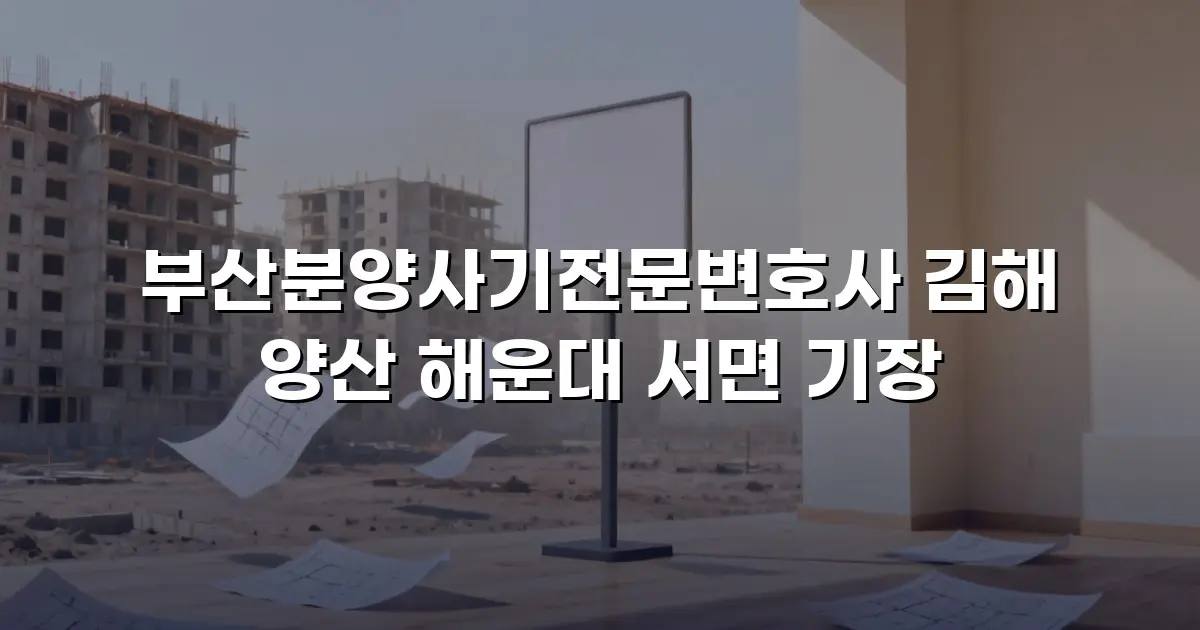 부산분양사기전문변호사 김해 양산 해운대 서면 기장