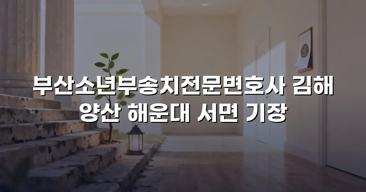 부산소년부송치전문변호사 김해 양산 해운대 서면 기장