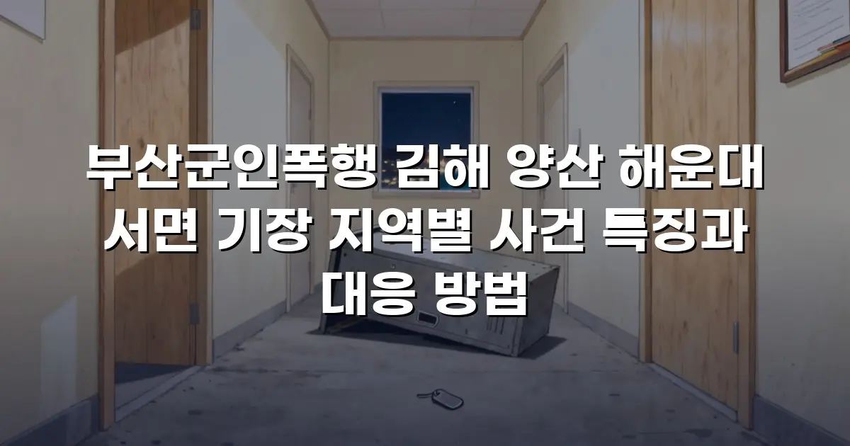 부산군인폭행 김해 양산 해운대 서면 기장 지역별 사건 특징과 대응 방법