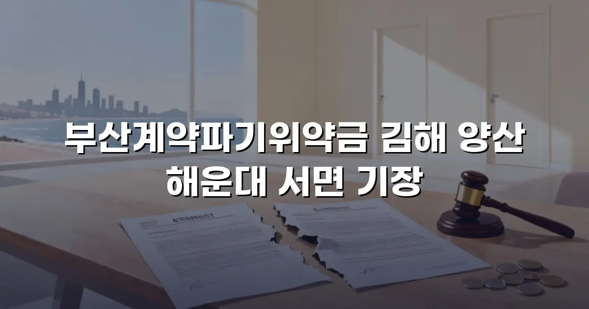 부산계약파기위약금 김해 양산 해운대 서면 기장