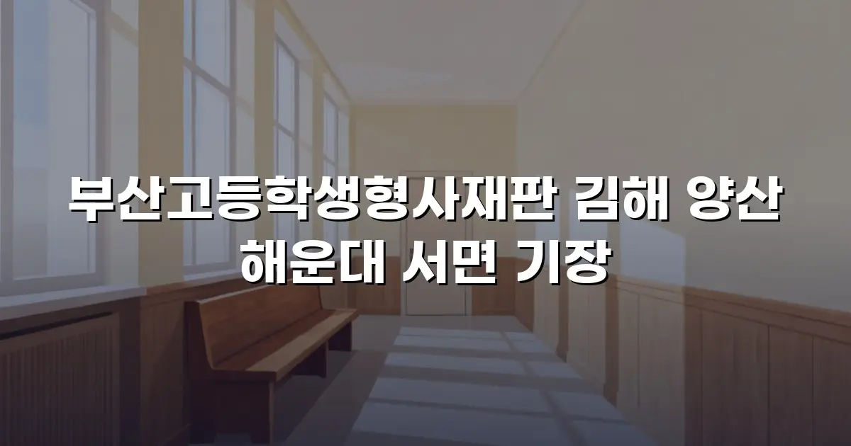 부산고등학생형사재판 김해 양산 해운대 서면 기장