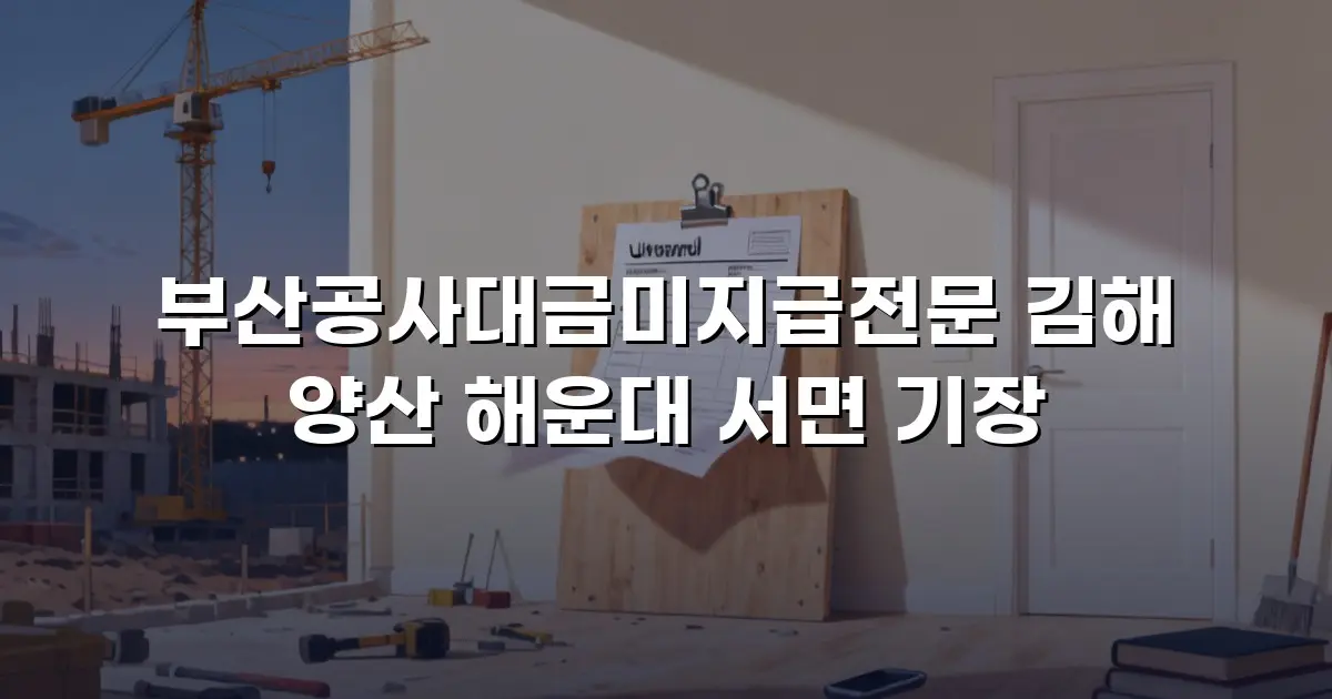 부산공사대금미지급전문 김해 양산 해운대 서면 기장