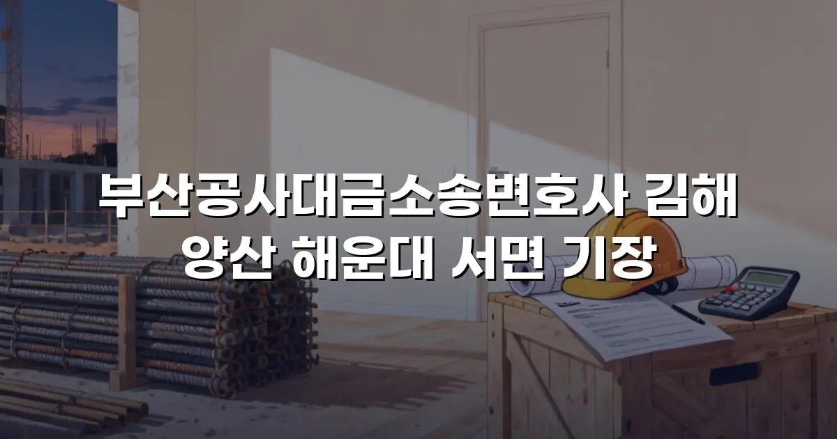 부산공사대금소송변호사 김해 양산 해운대 서면 기장