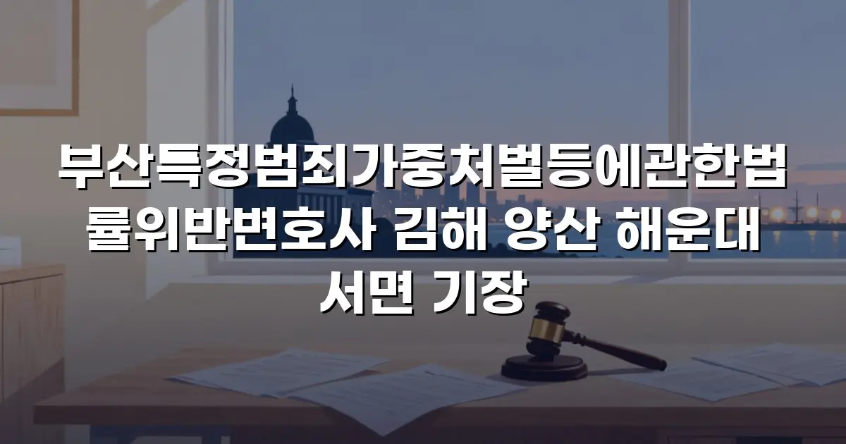 부산특정범죄가중처벌등에관한법률위반변호사 김해 양산 해운대 서면 기장