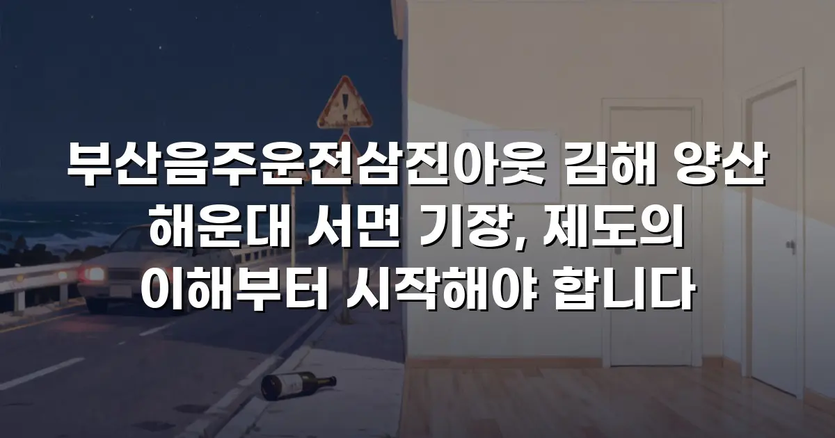 부산음주운전삼진아웃 김해 양산 해운대 서면 기장, 제도의 이해부터 시작해야 합니다