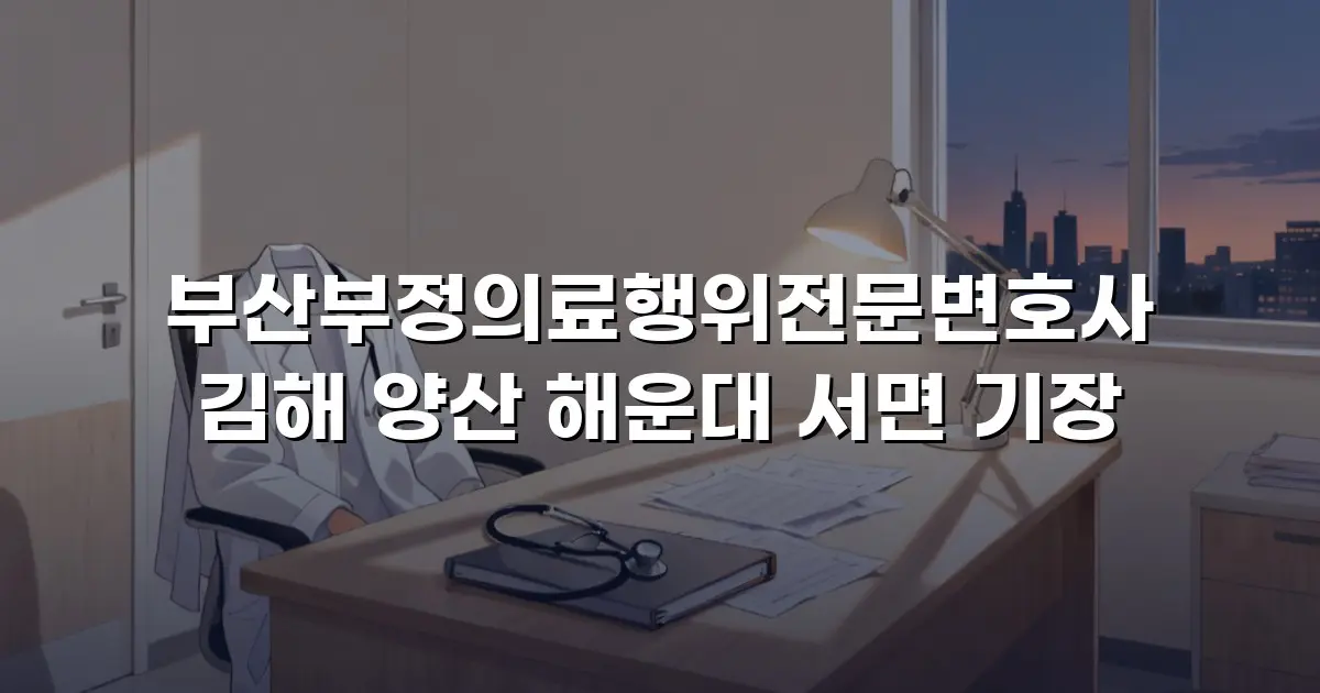 부산부정의료행위전문변호사 김해 양산 해운대 서면 기장