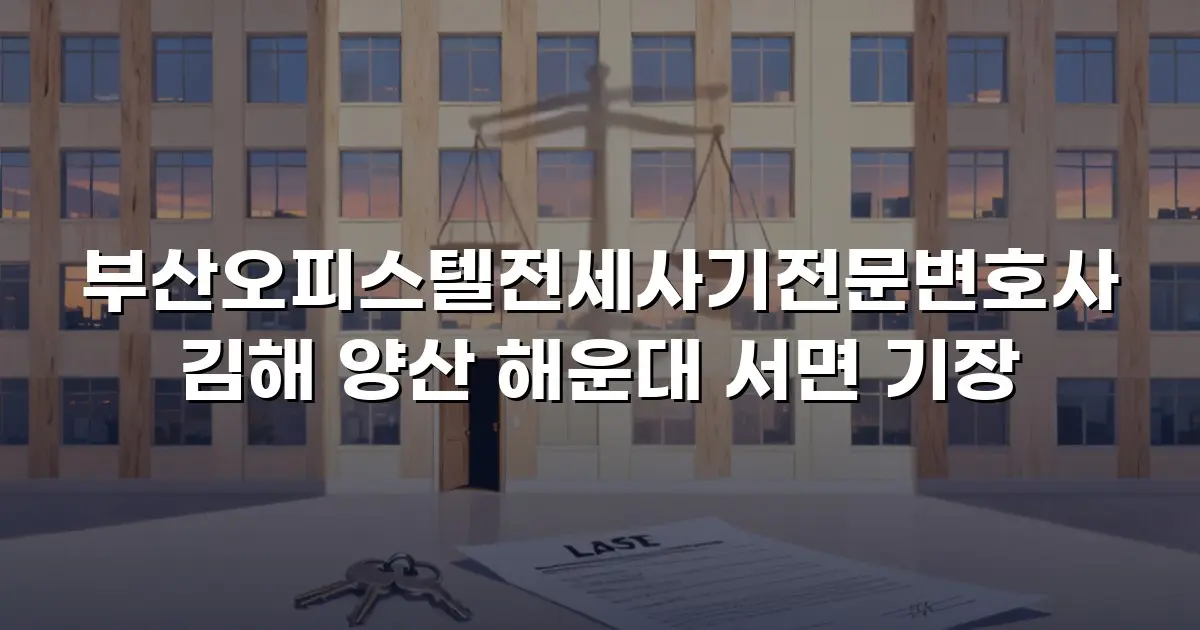 부산오피스텔전세사기전문변호사 김해 양산 해운대 서면 기장