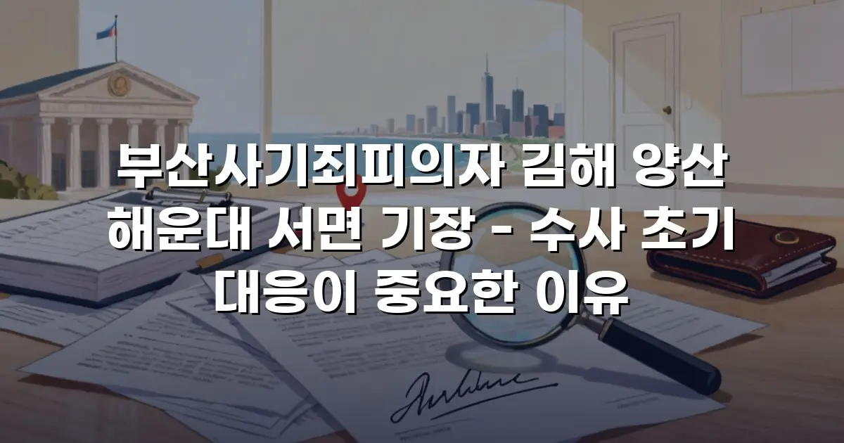 부산사기죄피의자 김해 양산 해운대 서면 기장 - 수사 초기 대응이 중요한 이유