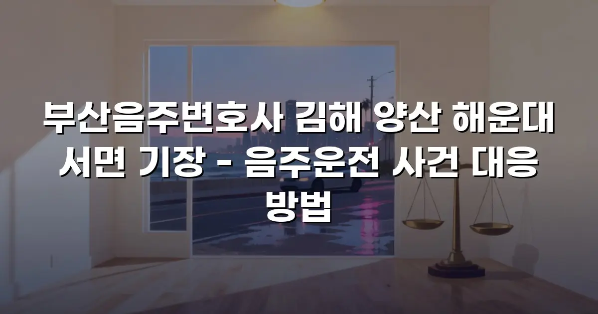 부산음주변호사 김해 양산 해운대 서면 기장 - 음주운전 사건 대응 방법