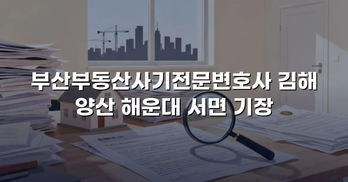 부산부동산사기전문변호사 김해 양산 해운대 서면 기장