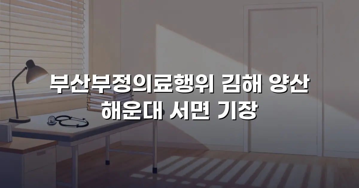 부산부정의료행위 김해 양산 해운대 서면 기장