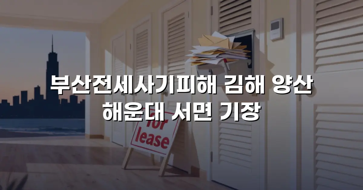 부산전세사기피해 김해 양산 해운대 서면 기장