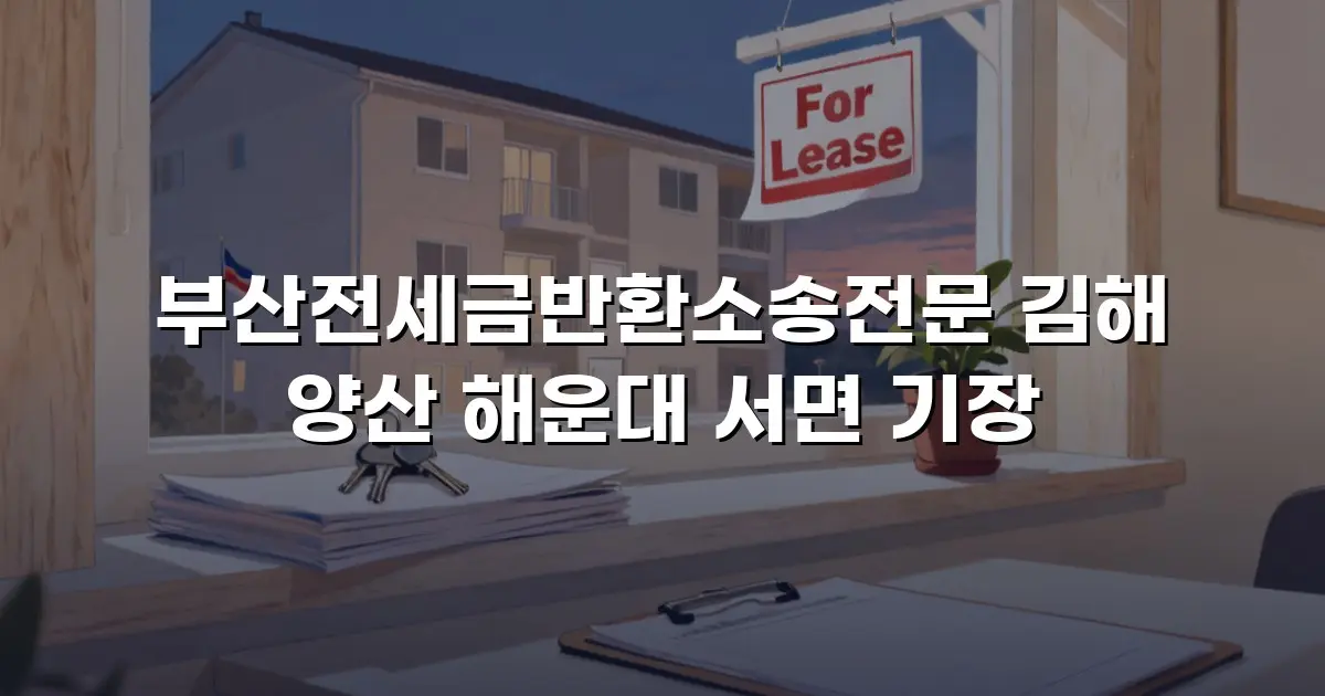 부산전세금반환소송전문 김해 양산 해운대 서면 기장