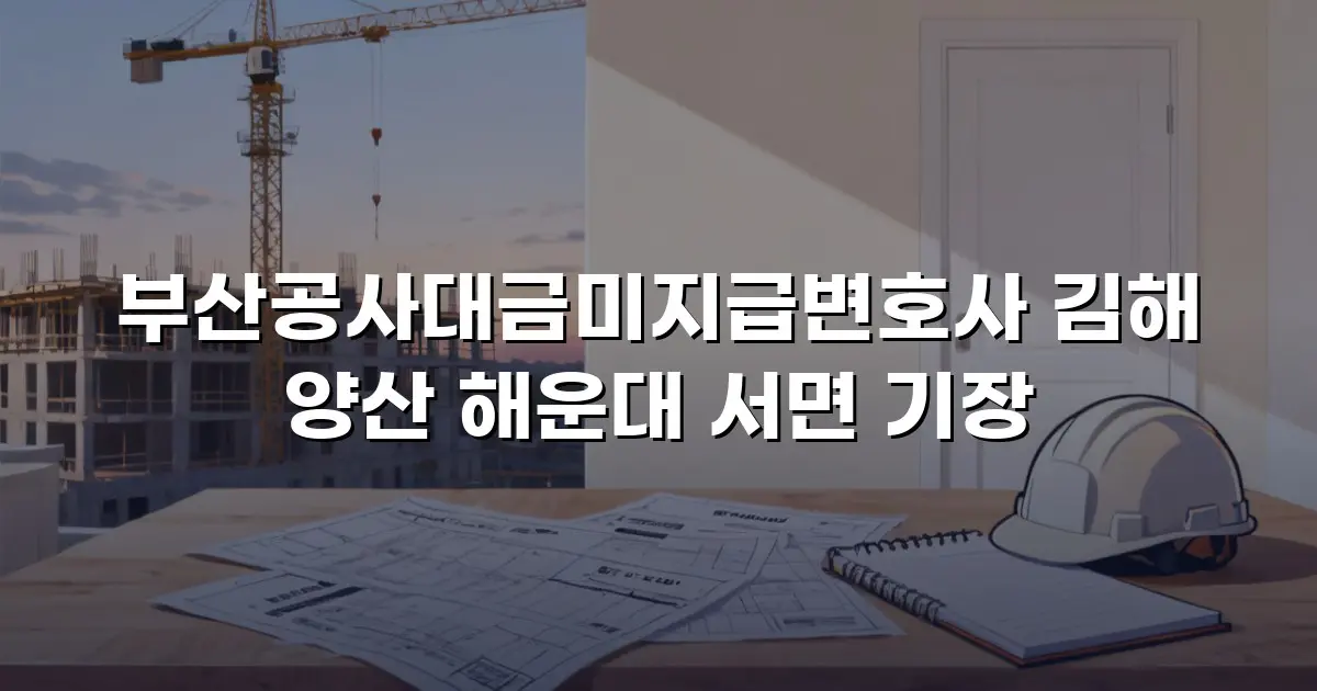 부산공사대금미지급변호사 김해 양산 해운대 서면 기장