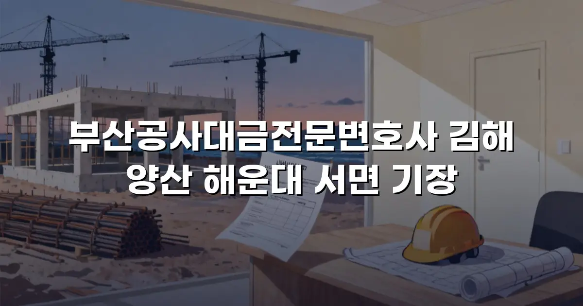부산공사대금전문변호사 김해 양산 해운대 서면 기장