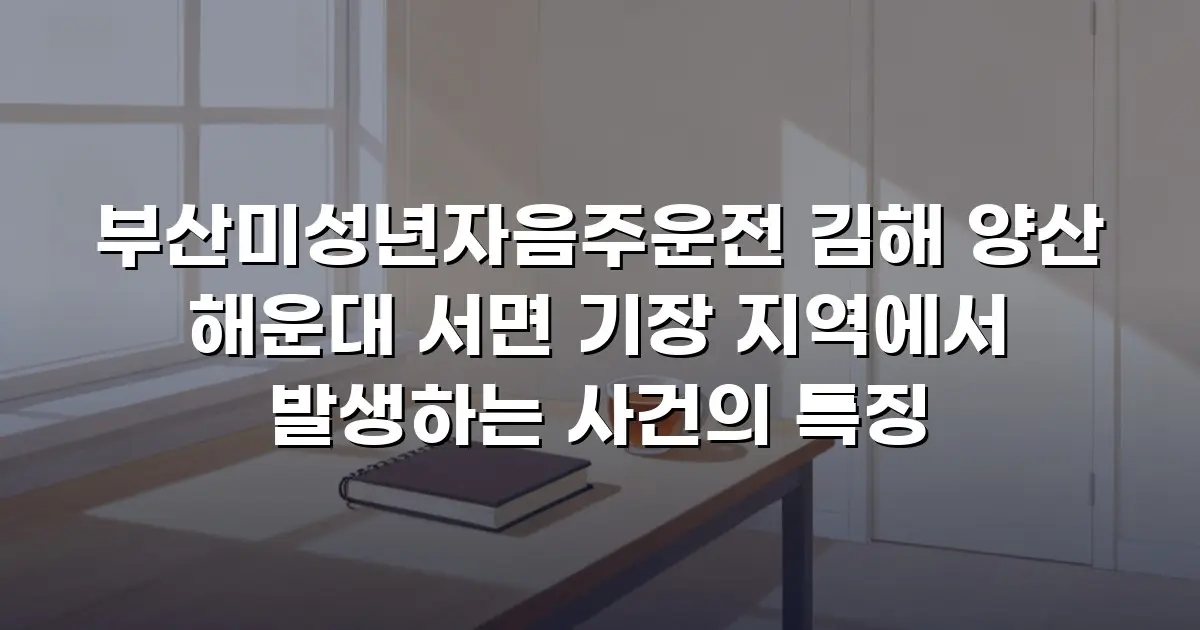 부산미성년자음주운전 김해 양산 해운대 서면 기장 지역에서 발생하는 사건의 특징