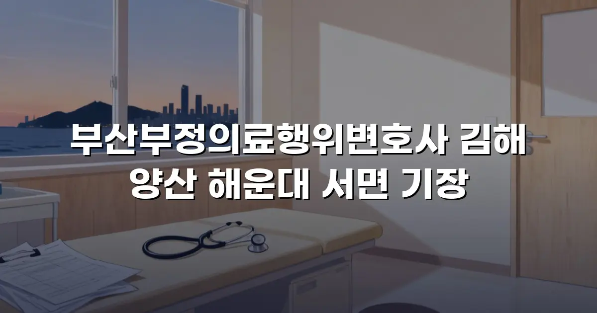 부산부정의료행위변호사 김해 양산 해운대 서면 기장