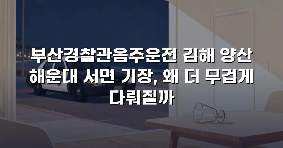 부산경찰관음주운전 김해 양산 해운대 서면 기장, 왜 더 무겁게 다뤄질까