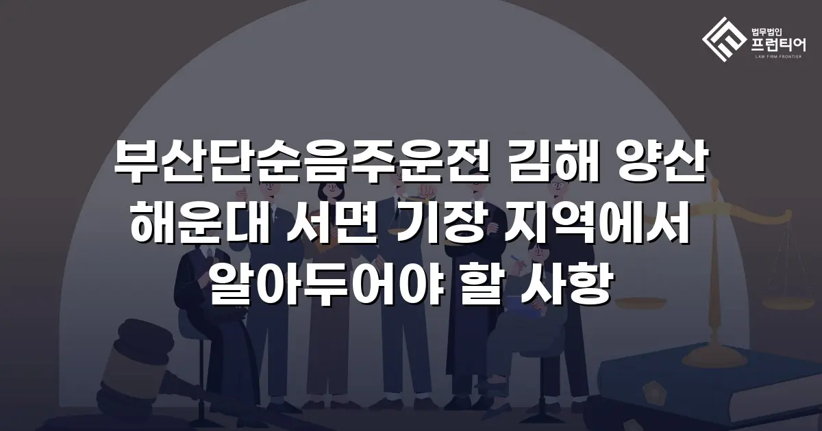 부산단순음주운전 김해 양산 해운대 서면 기장 지역에서 알아두어야 할 사항