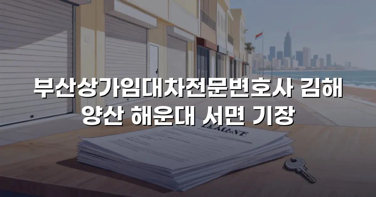 부산상가임대차전문변호사 김해 양산 해운대 서면 기장