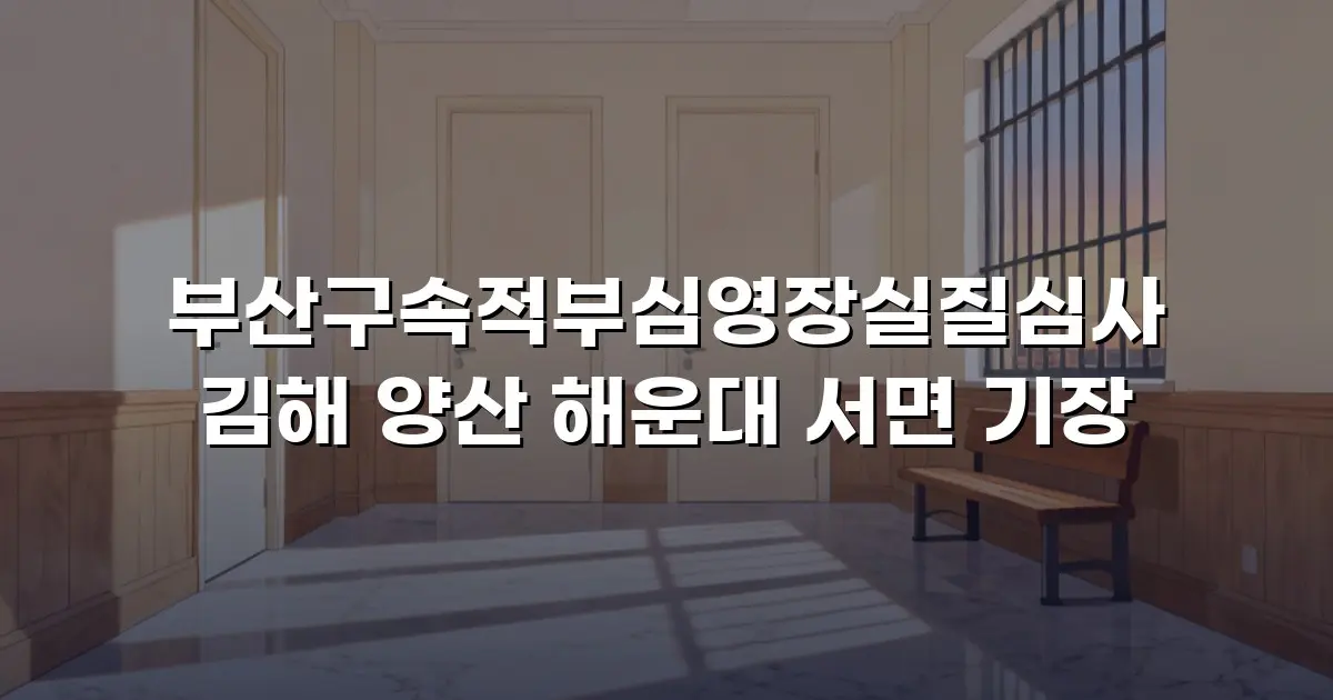 부산구속적부심영장실질심사 김해 양산 해운대 서면 기장